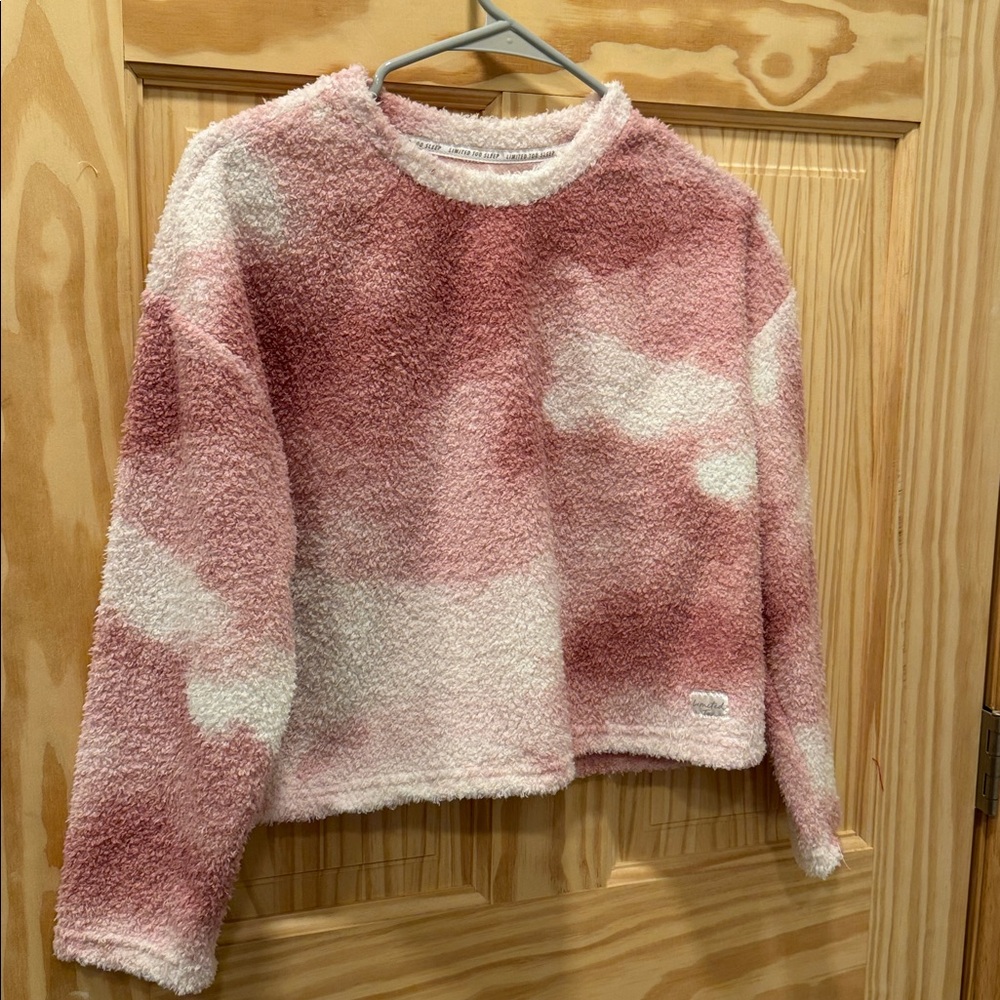 Limited Too Pink and White Fuzzy super soft sleep shirt